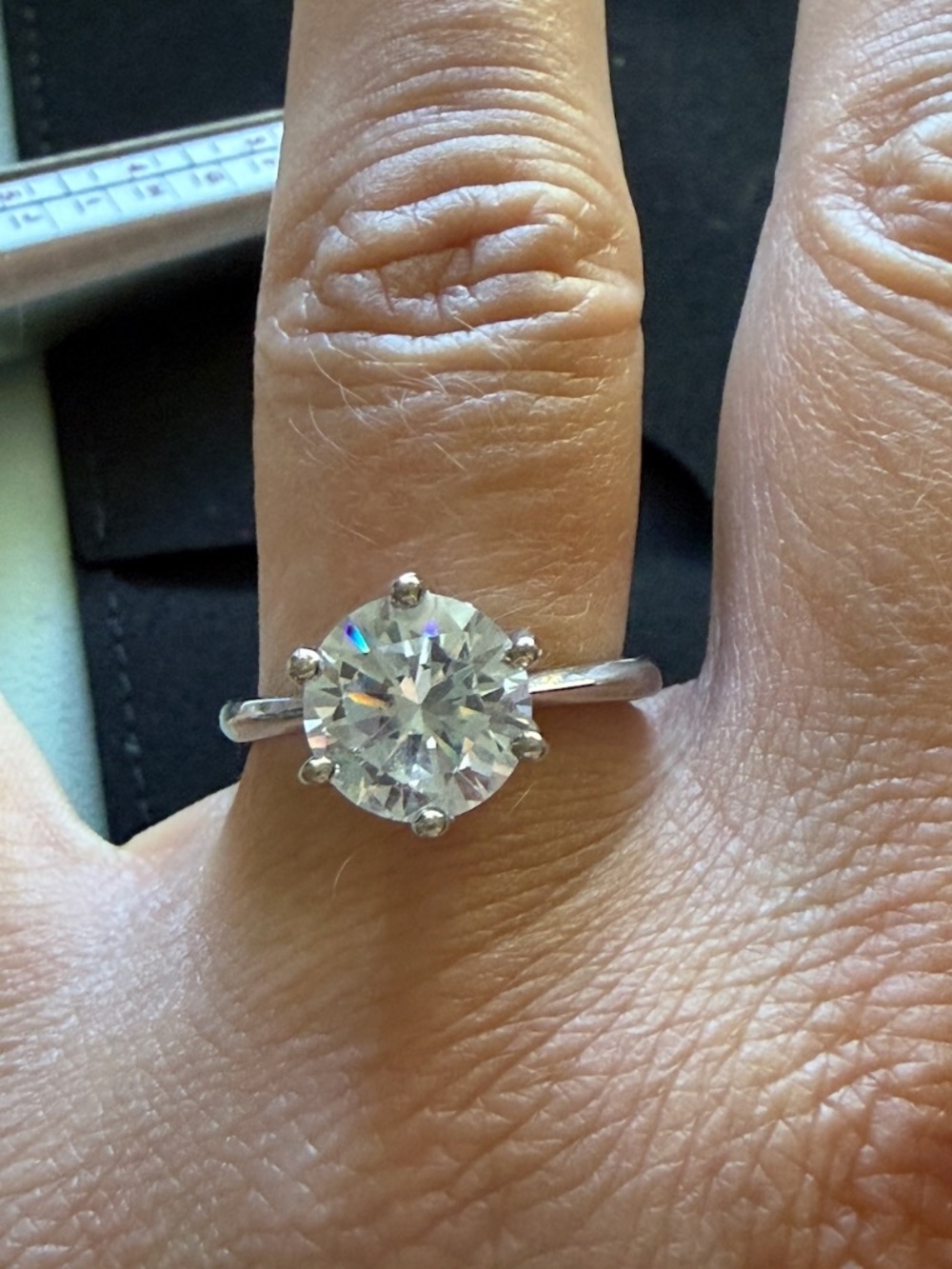 S925 Sterling Silver Round Brilliant Cut CZ Solitaire Engagement Ring Size 6.75